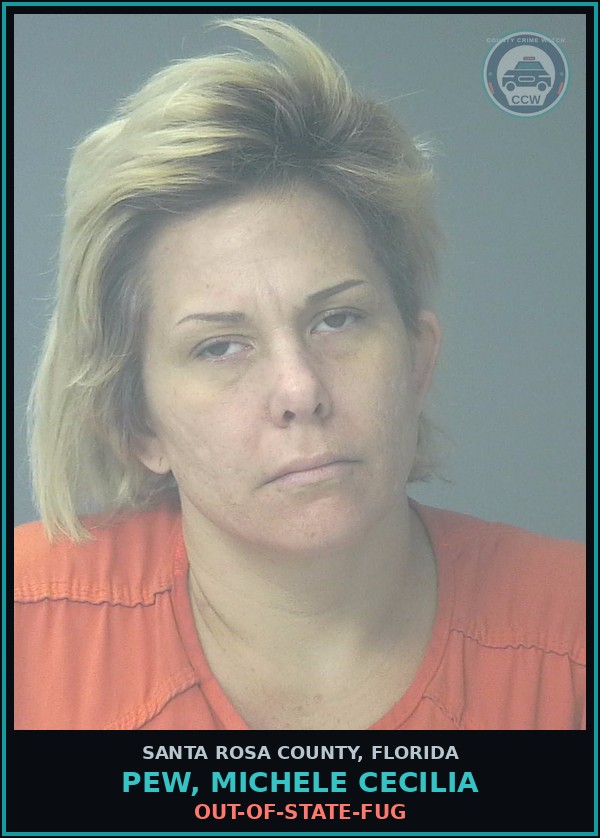 Booking mugshot of PEW, MICHELE CECILIA in Santa Rosa County