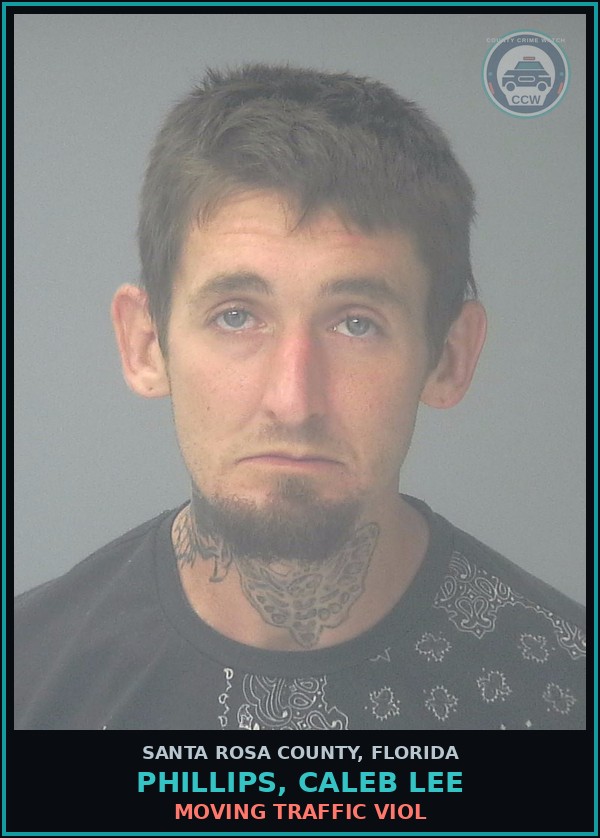 Booking mugshot of PHILLIPS, CALEB LEE in Santa Rosa County