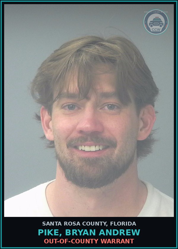 Booking mugshot of PIKE, BRYAN ANDREW in Santa Rosa County