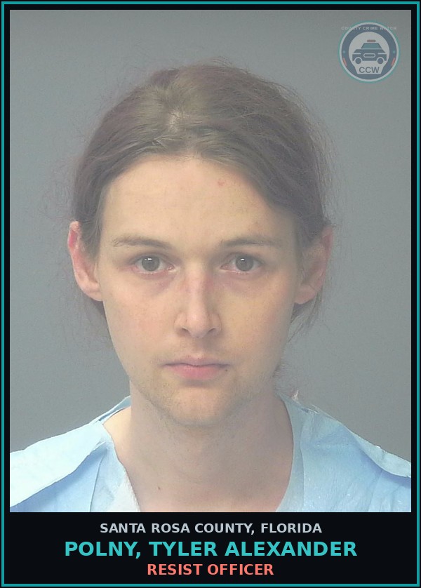 Booking mugshot of POLNY, TYLER ALEXANDER in Santa Rosa County