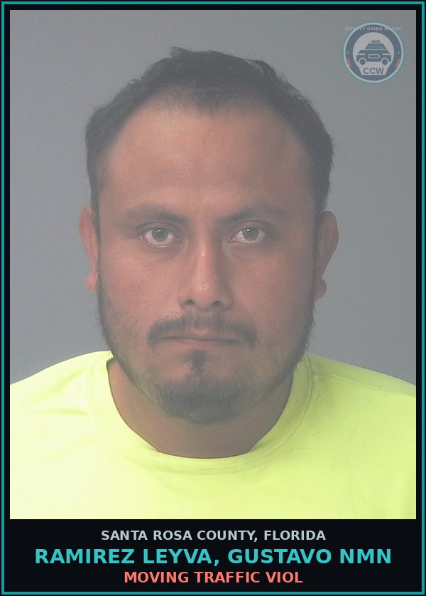 Booking mugshot of RAMIREZ LEYVA, GUSTAVO NMN in Santa Rosa County