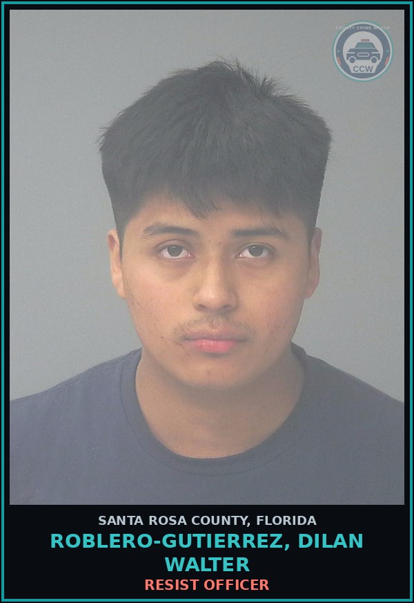 Booking mugshot of ROBLERO-GUTIERREZ, DILAN WALTER in Santa Rosa County