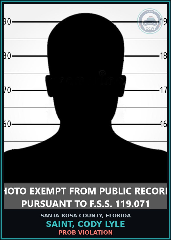Booking mugshot of SAINT, CODY LYLE in Santa Rosa County