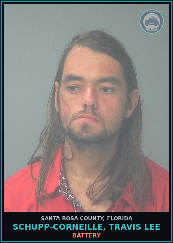 Booking mugshot of SCHUPP-CORNEILLE, TRAVIS LEE in Santa Rosa County