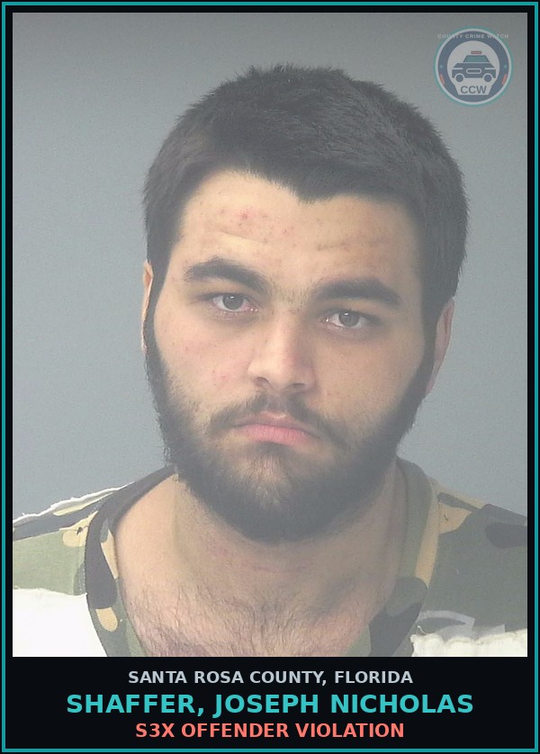 Booking mugshot of SHAFFER, JOSEPH NICHOLAS in Santa Rosa County