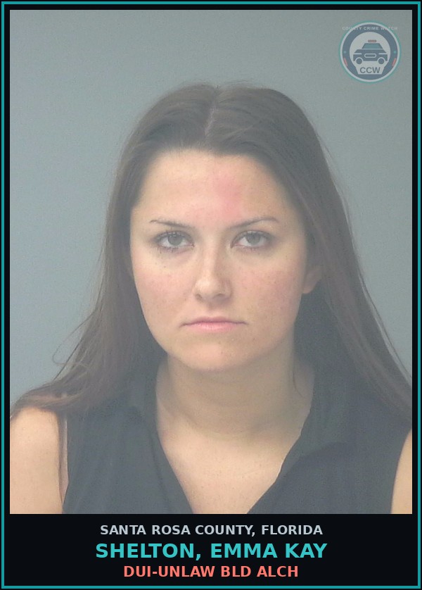 Booking mugshot of SHELTON, EMMA KAY in Santa Rosa County