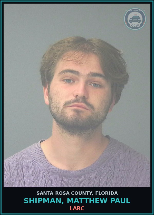 Booking mugshot of SHIPMAN, MATTHEW PAUL in Santa Rosa County