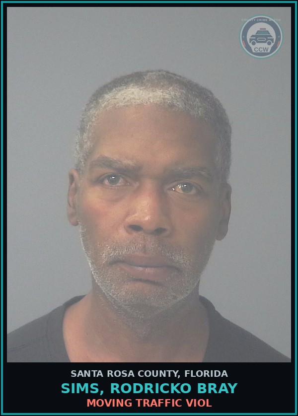 Booking mugshot of SIMS, RODRICKO BRAY in Santa Rosa County