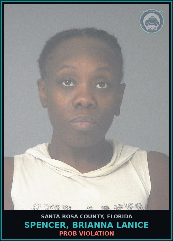 Booking mugshot of SPENCER, BRIANNA LANICE in Santa Rosa County