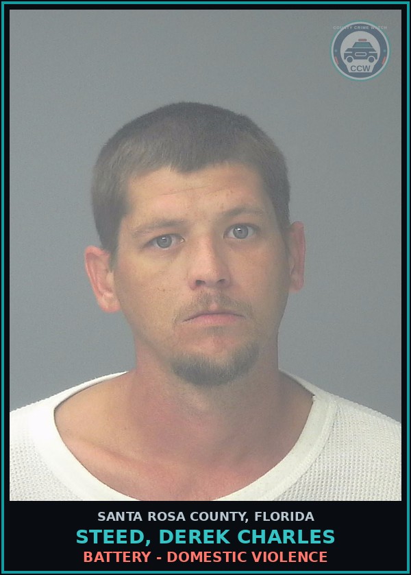 Booking mugshot of STEED, DEREK CHARLES in Santa Rosa County
