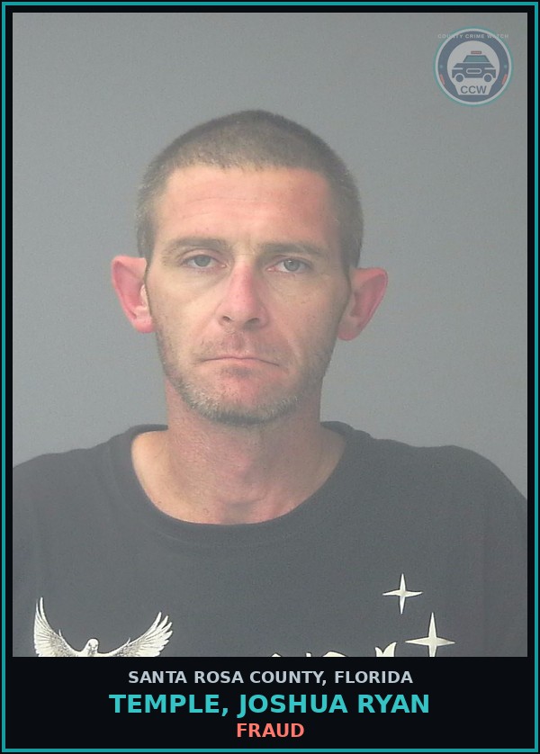 Booking mugshot of TEMPLE, JOSHUA RYAN in Santa Rosa County