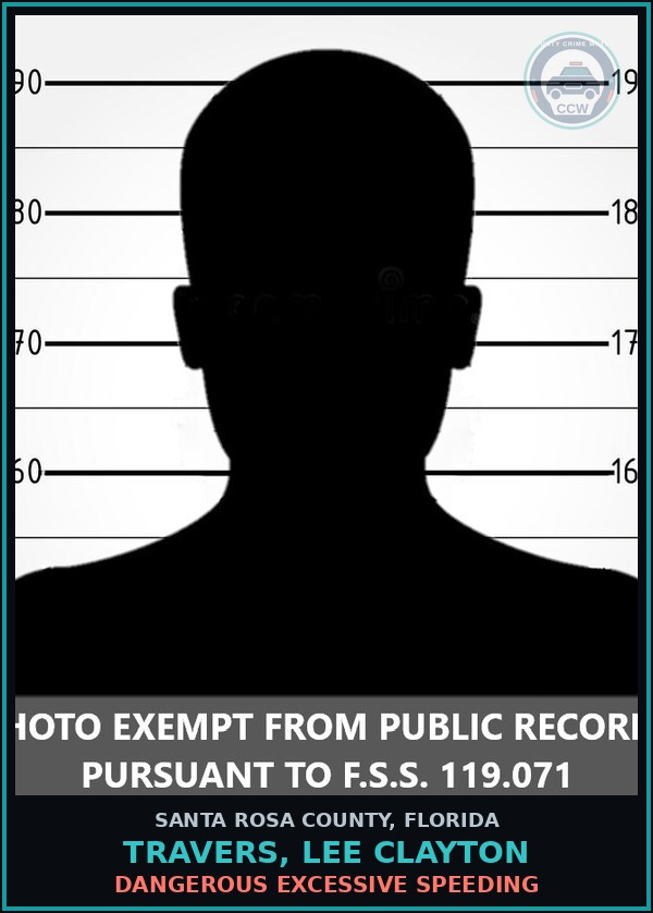 Booking mugshot of TRAVERS, LEE CLAYTON in Santa Rosa County