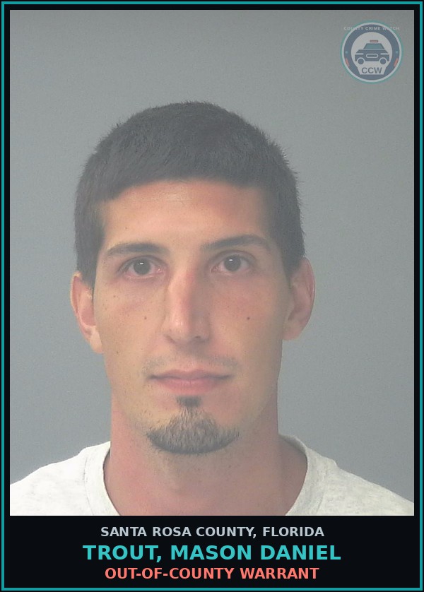 Booking mugshot of TROUT, MASON DANIEL in Santa Rosa County