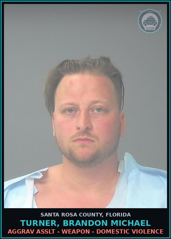 Booking mugshot of TURNER, BRANDON MICHAEL in Santa Rosa County