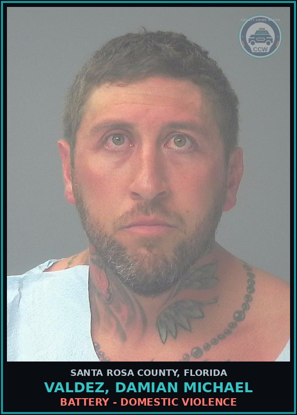 Booking mugshot of VALDEZ, DAMIAN MICHAEL in Santa Rosa County