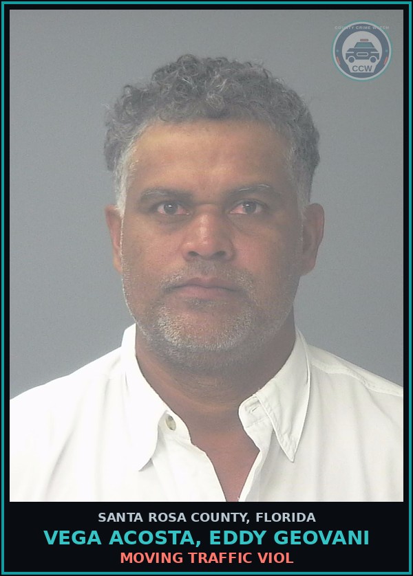 Booking mugshot of VEGA ACOSTA, EDDY GEOVANI in Santa Rosa County