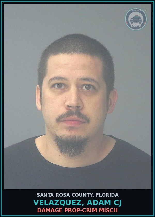 Booking mugshot of VELAZQUEZ, ADAM CJ in Santa Rosa County