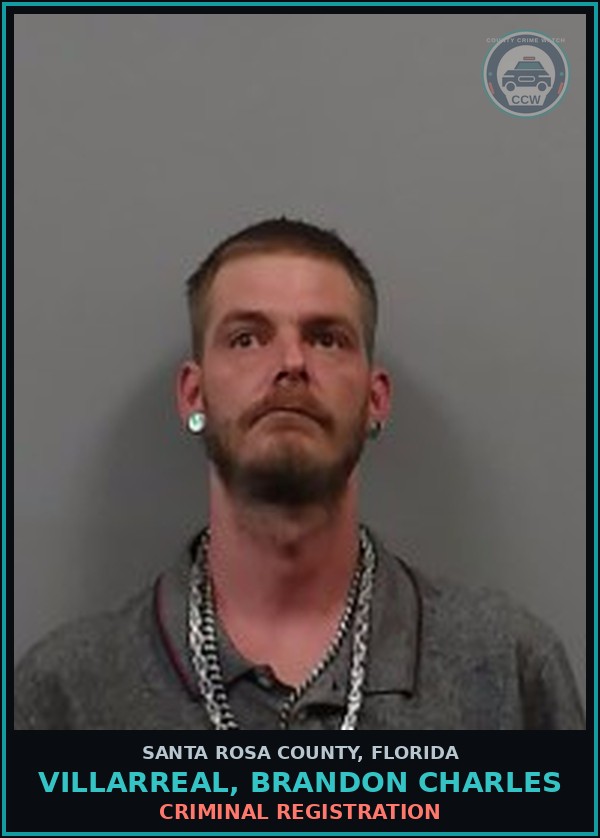 Booking mugshot of VILLARREAL, BRANDON CHARLES in Santa Rosa County