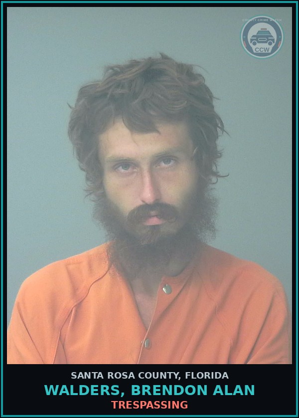 Booking mugshot of WALDERS, BRENDON ALAN in Santa Rosa County