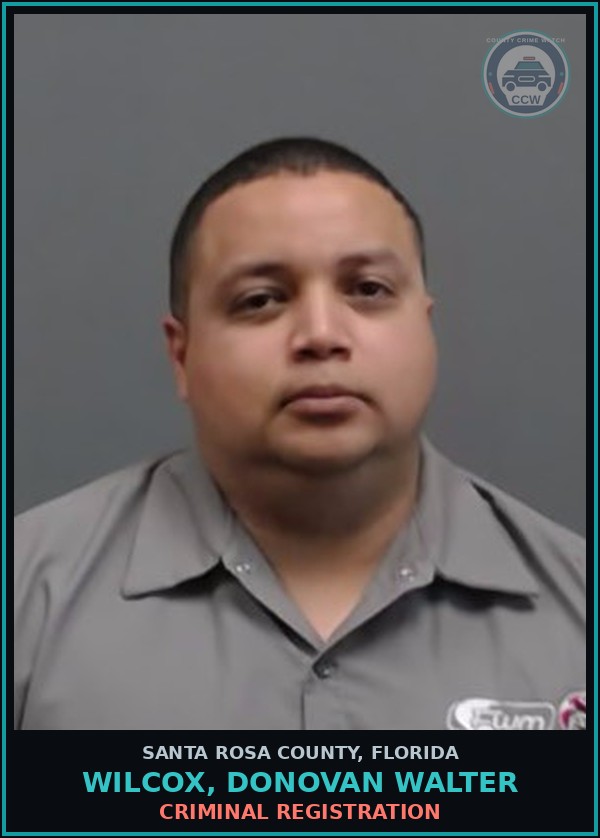 Booking mugshot of WILCOX, DONOVAN WALTER in Santa Rosa County