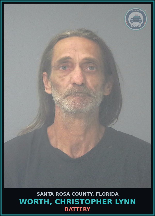Booking mugshot of WORTH, CHRISTOPHER LYNN in Santa Rosa County