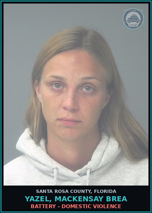 Booking mugshot of YAZEL, MACKENSAY BREA in Santa Rosa County