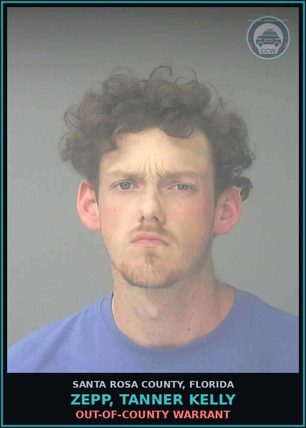 Booking mugshot of ZEPP, TANNER KELLY in Santa Rosa County