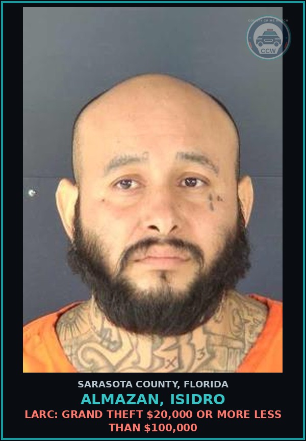 Booking mugshot of ALMAZAN, ISIDRO in Sarasota County