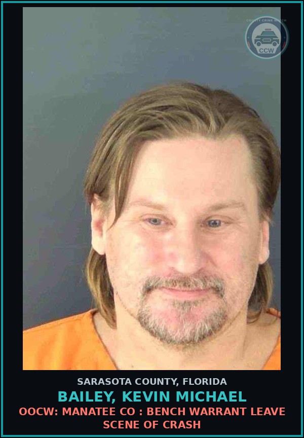 Booking mugshot of BAILEY, KEVIN MICHAEL in Sarasota County