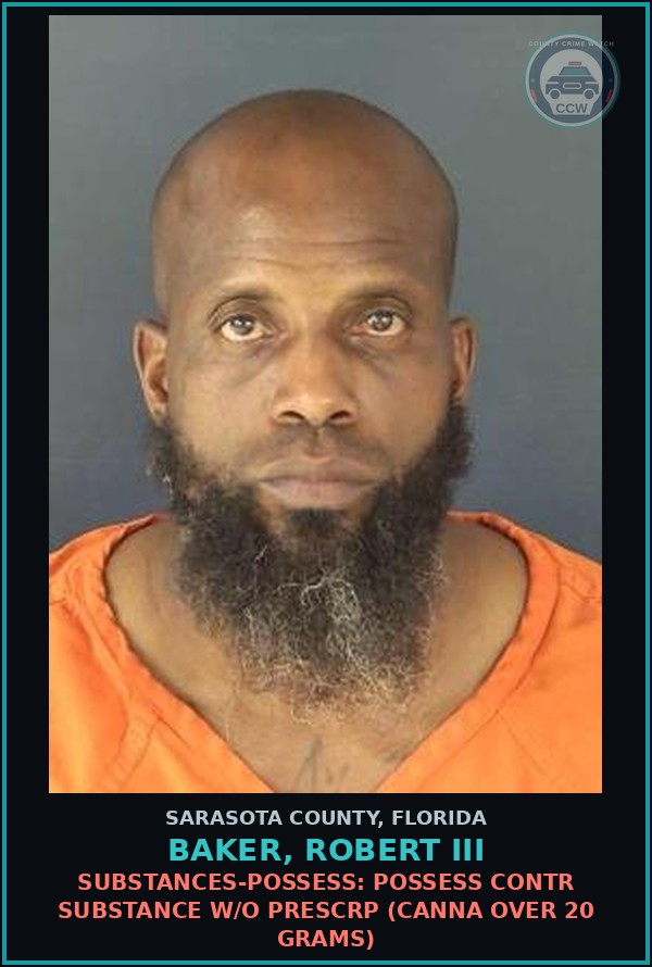 Booking mugshot of BAKER, ROBERT III in Sarasota County