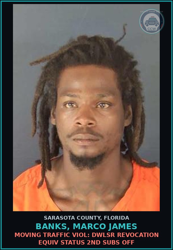 Booking mugshot of BANKS, MARCO JAMES in Sarasota County