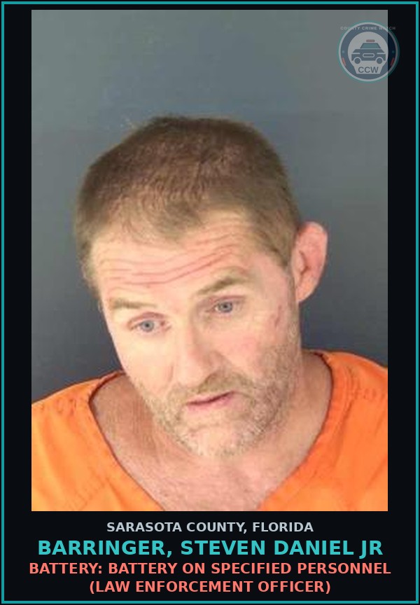 Booking mugshot of BARRINGER, STEVEN DANIEL JR in Sarasota County