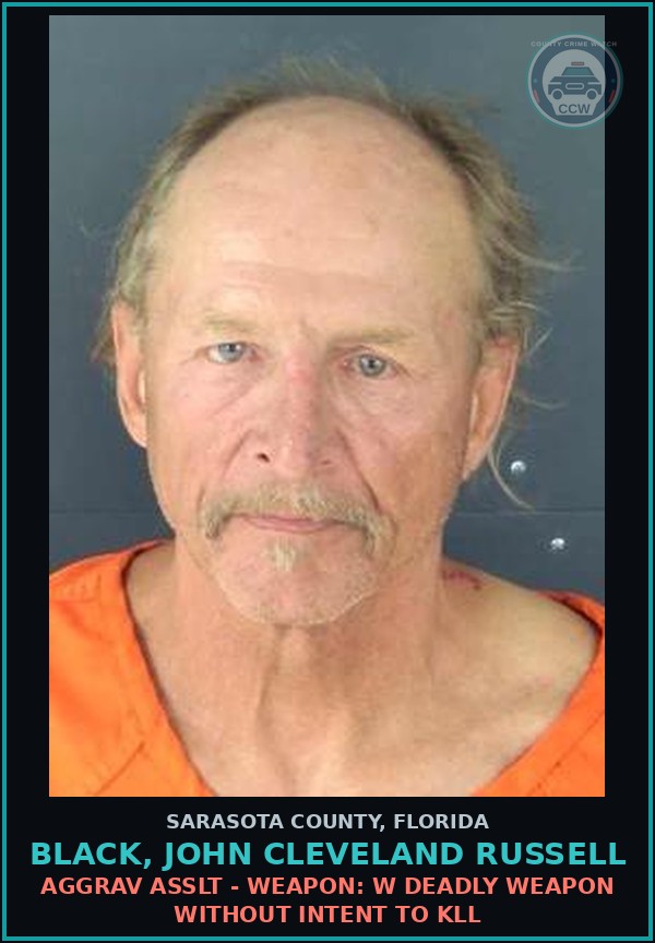 Booking mugshot of BLACK, JOHN CLEVELAND RUSSELL in Sarasota County