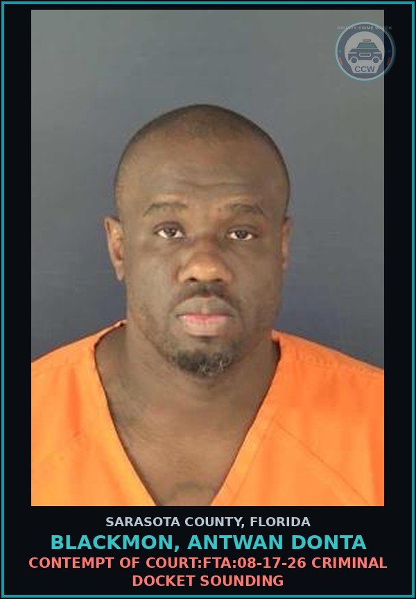 Booking mugshot of BLACKMON, ANTWAN DONTA in Sarasota County