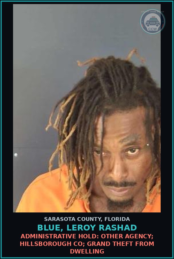 Booking mugshot of BLUE, LEROY RASHAD in Sarasota County
