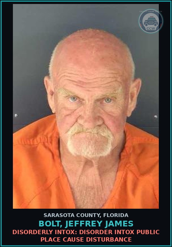 Booking mugshot of BOLT, JEFFREY JAMES in Sarasota County