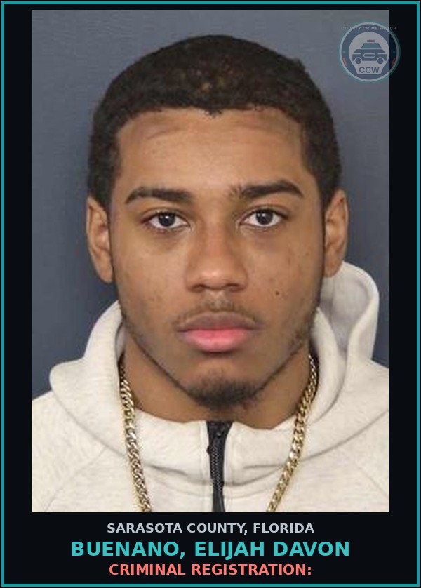 Booking mugshot of BUENANO, ELIJAH DAVON in Sarasota County