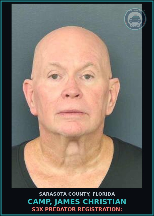 Booking mugshot of CAMP, JAMES CHRISTIAN in Sarasota County