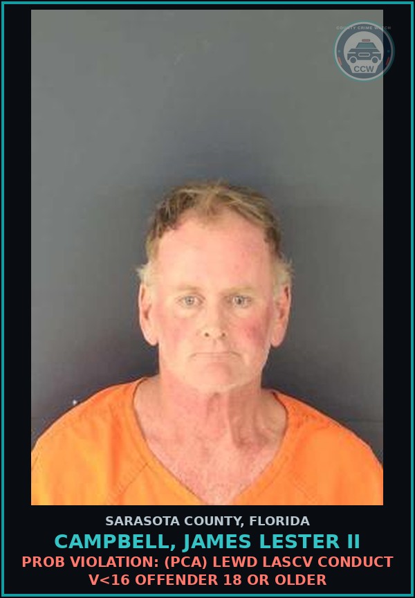 Booking mugshot of CAMPBELL, JAMES LESTER II in Sarasota County