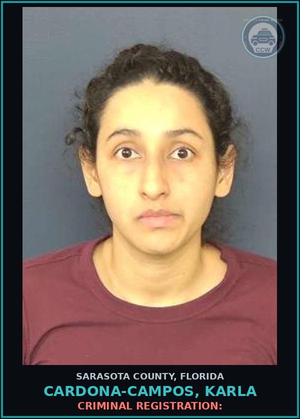 Booking mugshot of CARDONA-CAMPOS, KARLA in Sarasota County