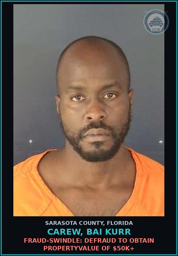 Booking mugshot of CAREW, BAI KURR in Sarasota County