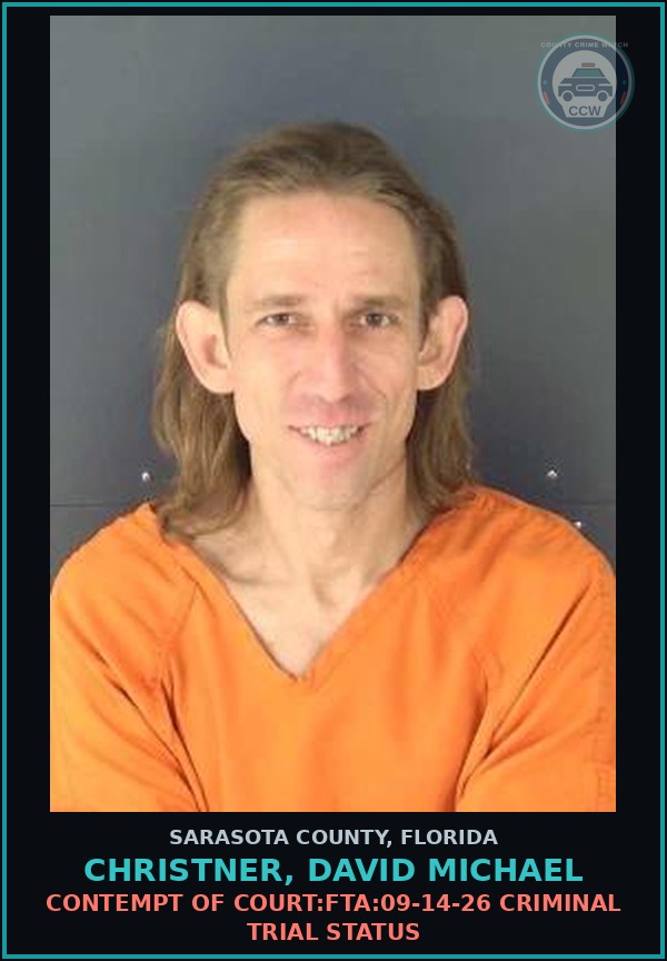 Booking mugshot of CHRISTNER, DAVID MICHAEL in Sarasota County