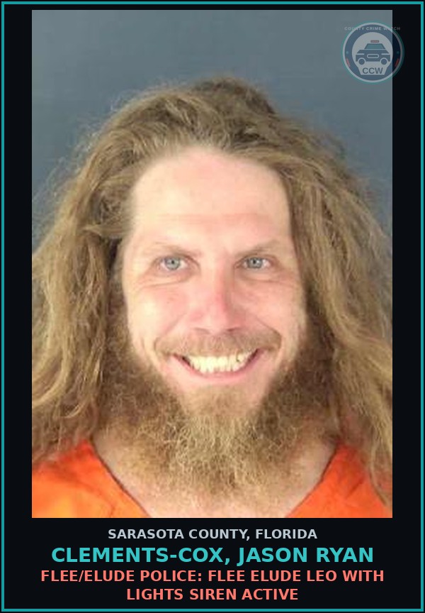 Booking mugshot of CLEMENTS-COX, JASON RYAN in Sarasota County