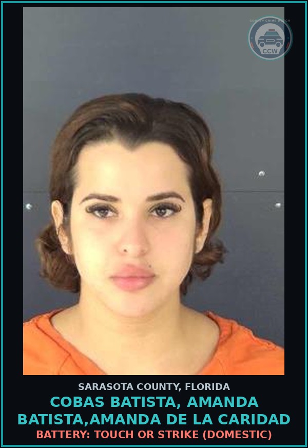 Booking mugshot of COBAS BATISTA, AMANDA BATISTA,AMANDA DE LA CARIDAD in Sarasota County