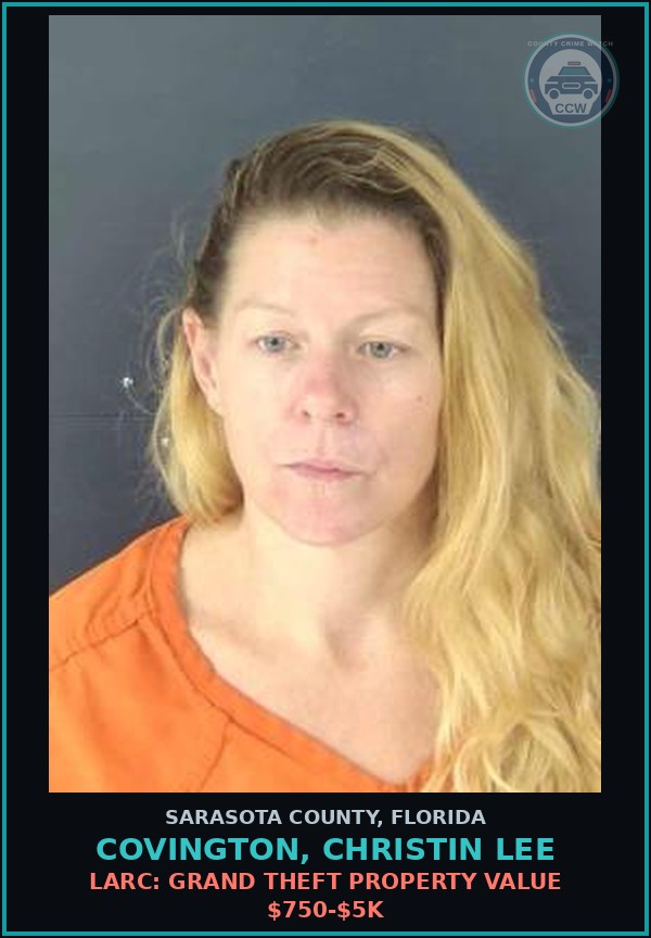 Booking mugshot of COVINGTON, CHRISTIN LEE in Sarasota County