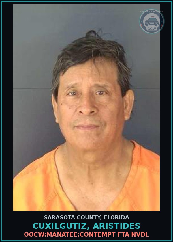 Booking mugshot of CUXILGUTIZ, ARISTIDES in Sarasota County