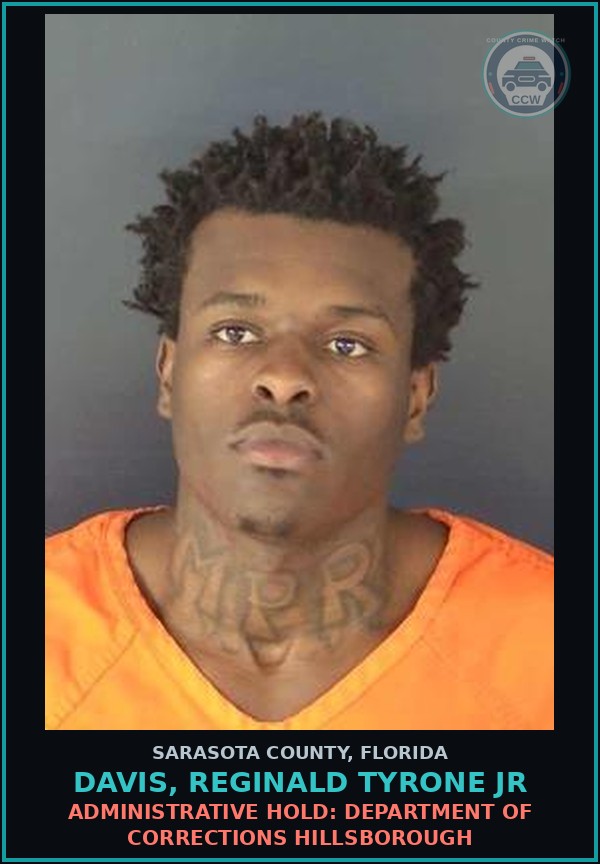 Booking mugshot of DAVIS, REGINALD TYRONE JR in Sarasota County