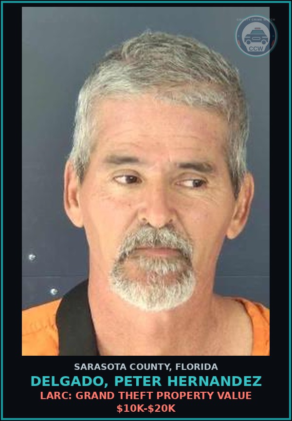Booking mugshot of DELGADO, PETER HERNANDEZ in Sarasota County