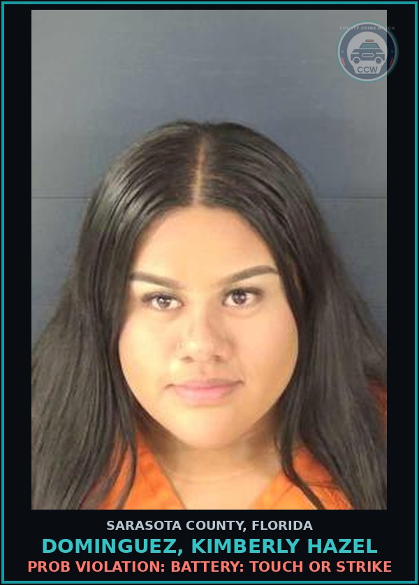 Booking mugshot of DOMINGUEZ, KIMBERLY HAZEL in Sarasota County