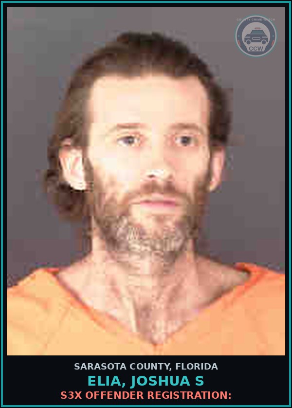 Booking mugshot of ELIA, JOSHUA S in Sarasota County